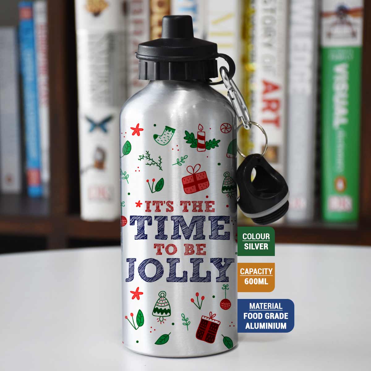 It's The Time To Be Jolly Printed Sipper Bottle for Merry Christmas