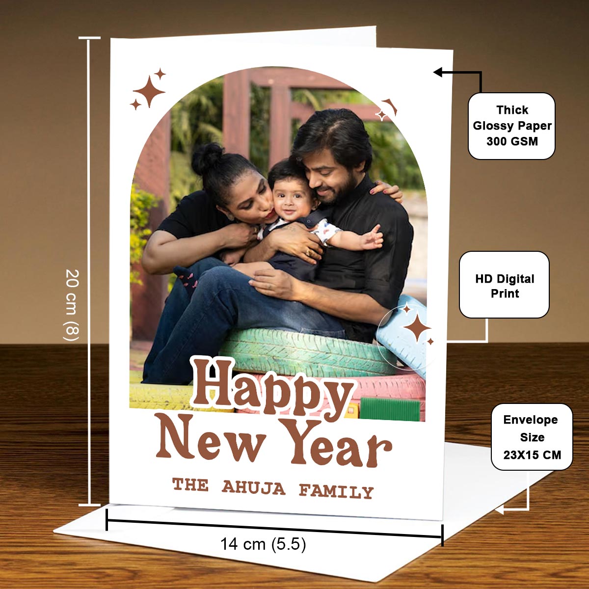 Customized Happy New Year Greeting Card for Family & Friends