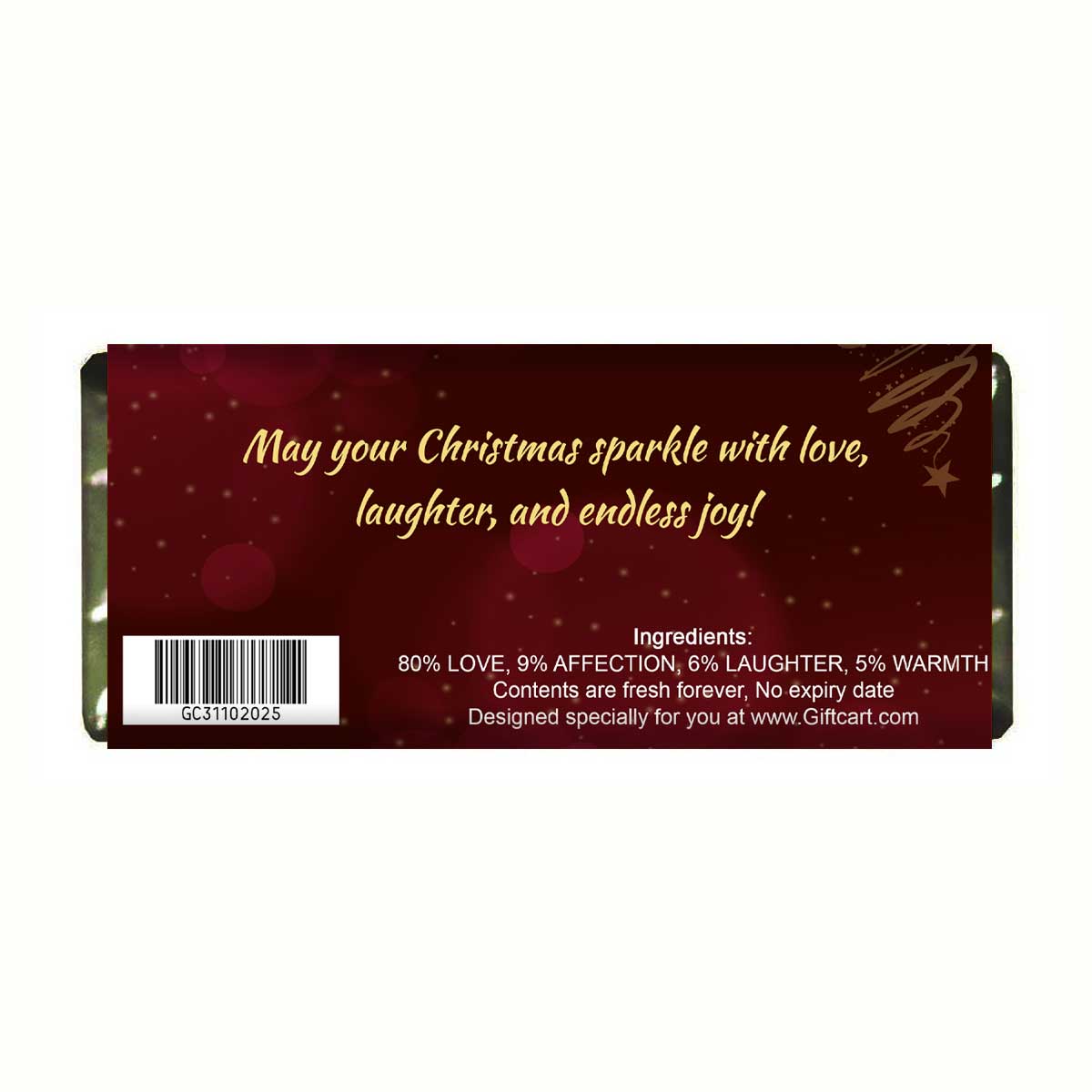 Personalized Merry Christmas Wishes Chocolate Bar for Xmas