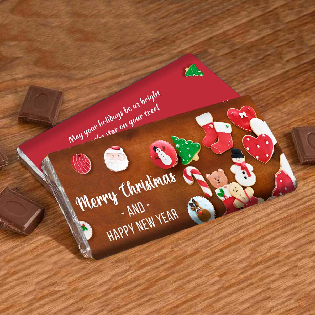 Customized Merry Christmas & Happy New Year Chocolate Bar