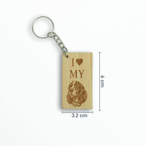 I Love Dog Engraved Wooden Keychain Gift