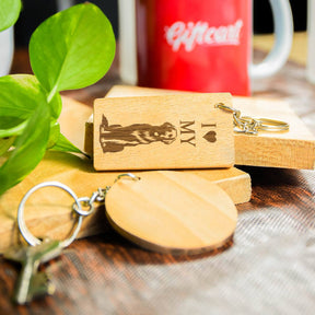 Love My Dog Engraved Wooden Keychain