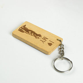 Love My Dog Engraved Wooden Keychain