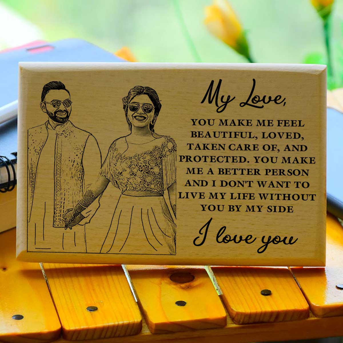 Personalized My Love Engraved Wooden Photo Frame for Valentine's Day