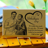 Happy Valentine's Day With Lovely Message Engraved Wooden Photo Frame for Couple