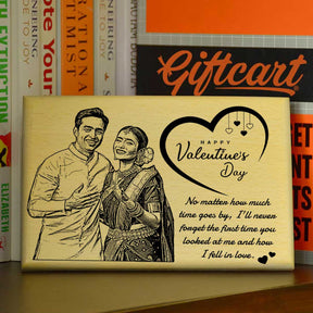 Happy Valentine's Day With Lovely Message Engraved Wooden Photo Frame for Couple