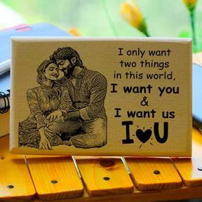 Personalized I Love You Engraved Wooden Photo Frame for Valentine's Day