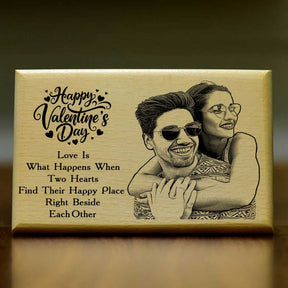 Customized Happy Valentine's Day With Message Engraved Wooden Photo Frame for Couple