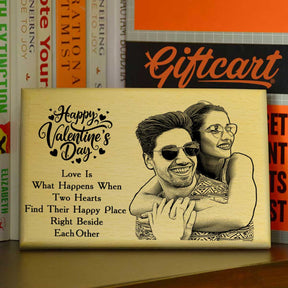 Customized Happy Valentine's Day With Message Engraved Wooden Photo Frame for Couple