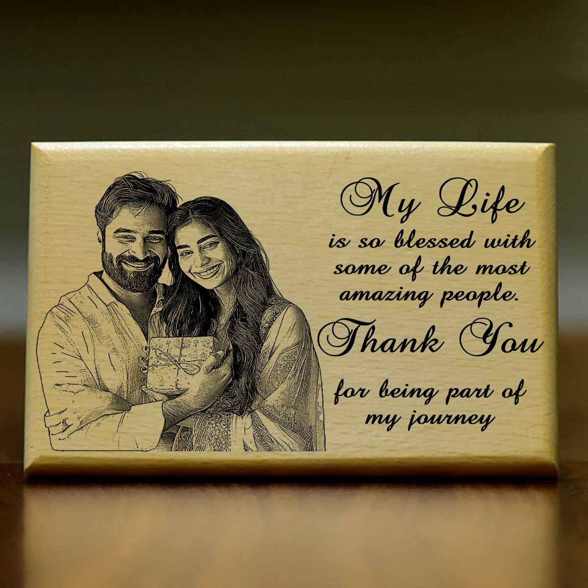 Customized My Life Engraved Wooden Photo Frame for Valentine's Day