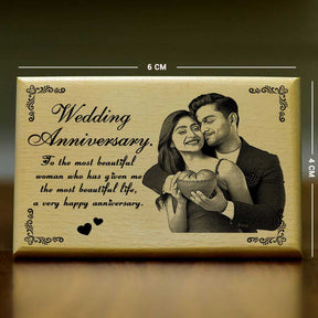 Customized Wedding Anniversary Engraved Wooden Photo Frame for Married Couple