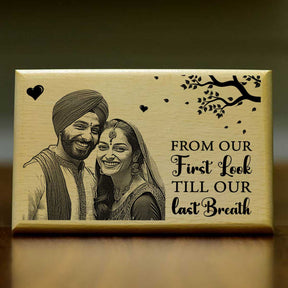 Personalized Till Last Breath Engraved Wooden Photo Frame for Couple