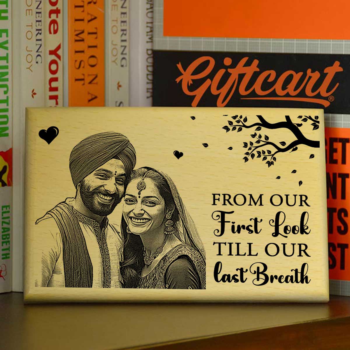 Personalized Till Last Breath Engraved Wooden Photo Frame for Couple