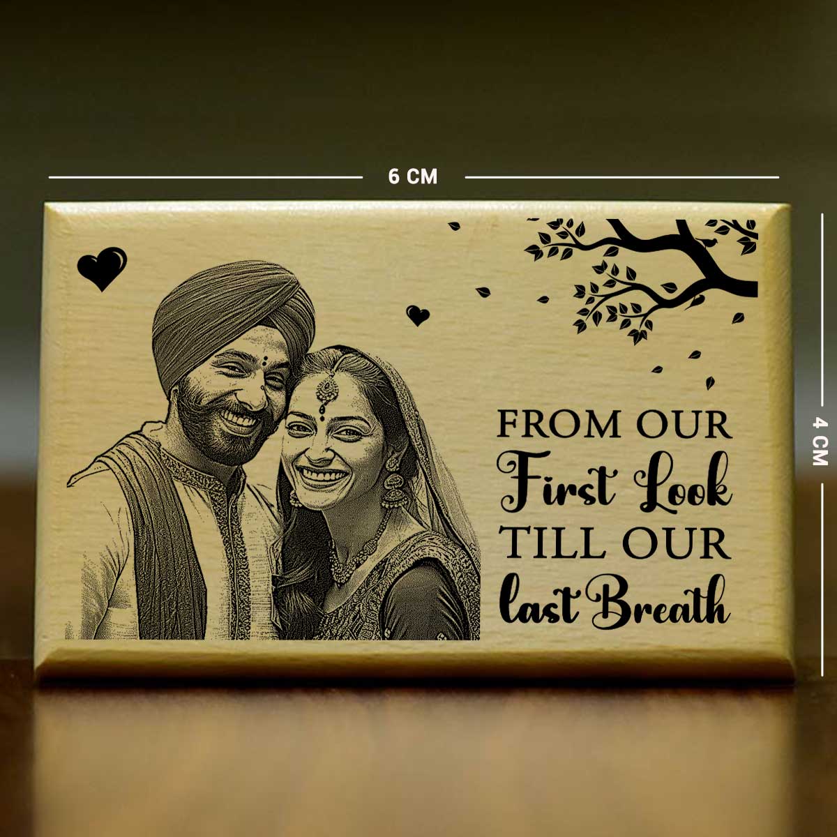 Personalized Till Last Breath Engraved Wooden Photo Frame for Couple