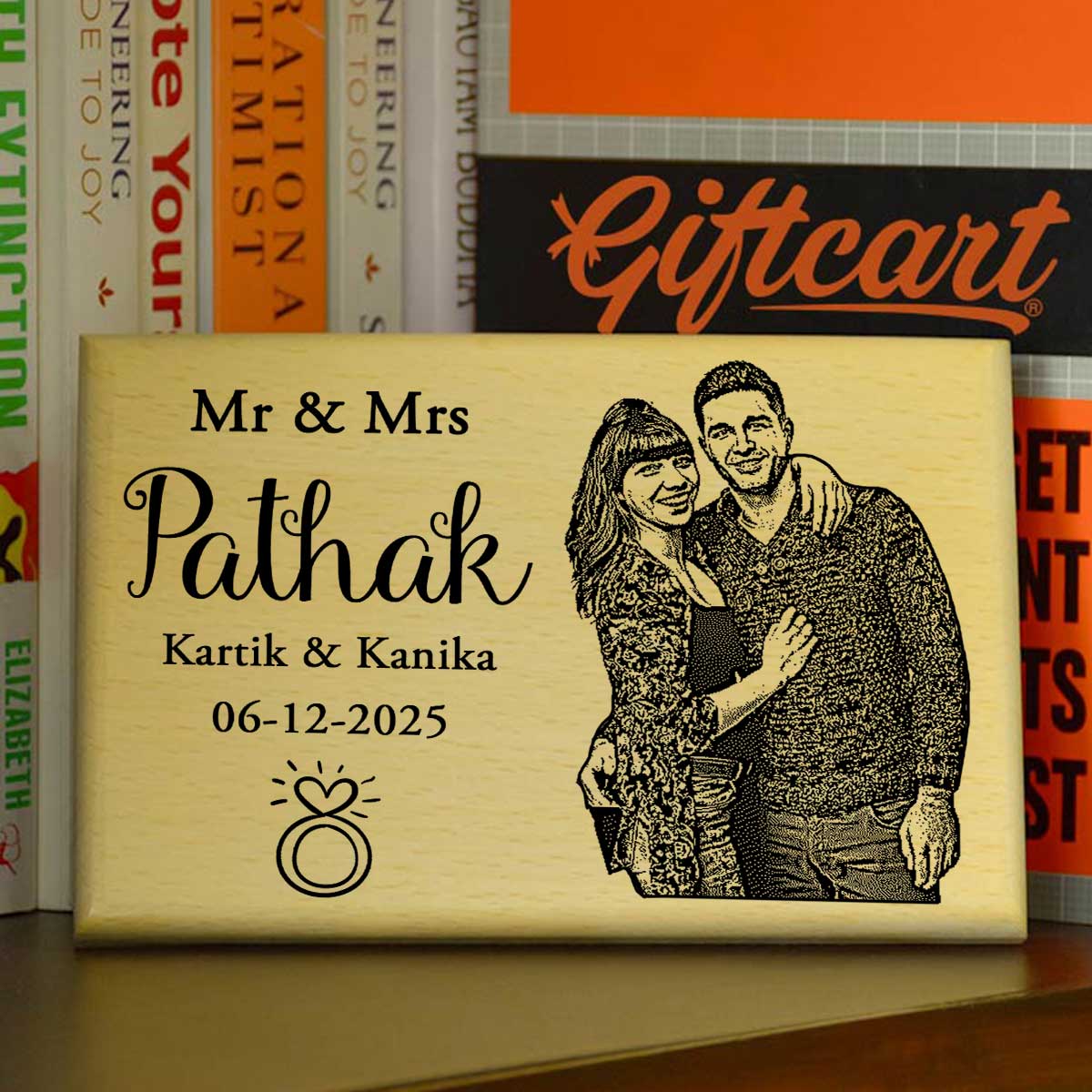 Customized Name With Important Date Printed Engraved Wooden Photo Frame for Couple