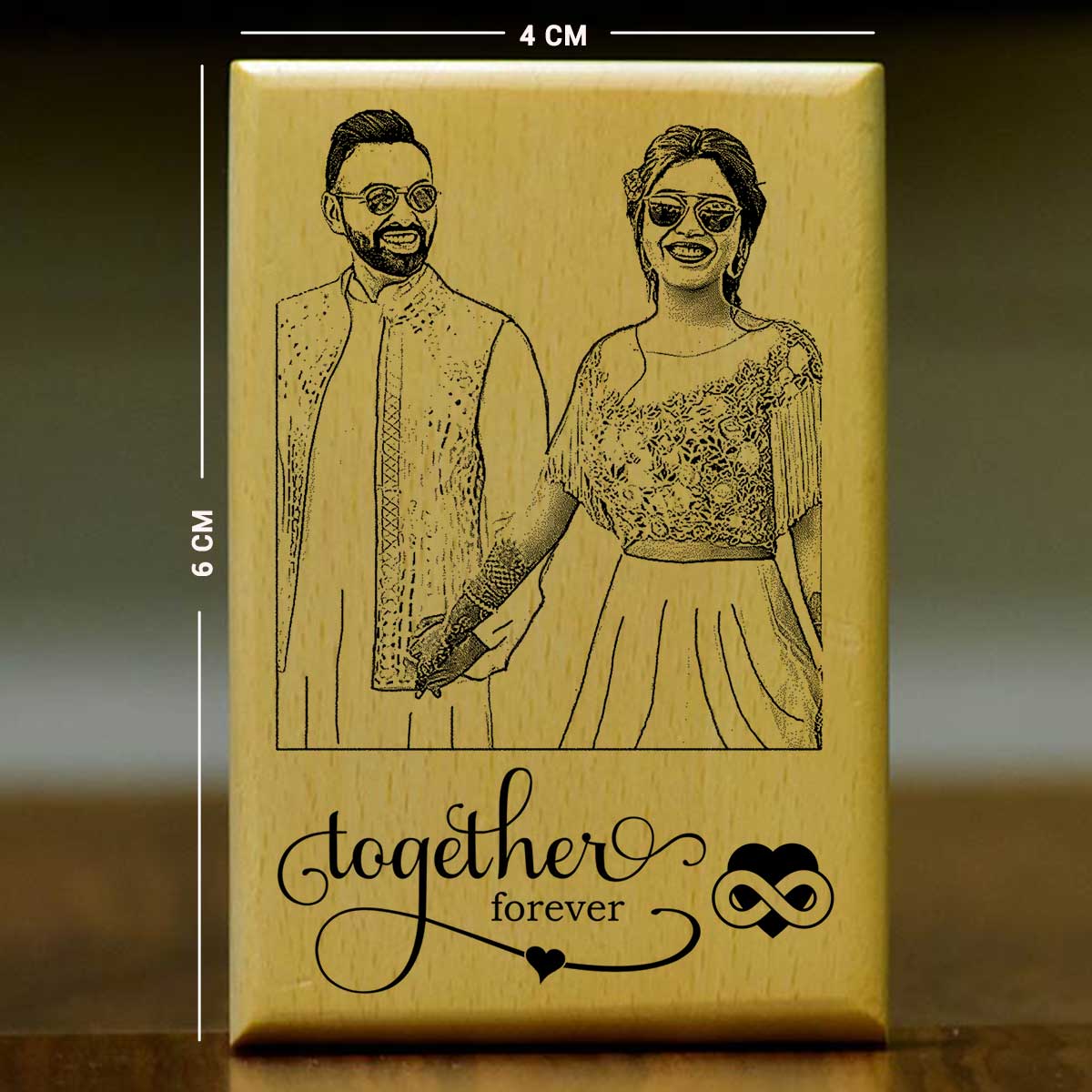 Customized Together Forever Engraved Wooden Photo Frame for Couple, BF, GF