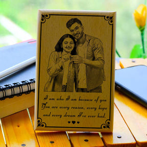 Personalized Quote Printed Engraved Wooden Photo Frame for Couple