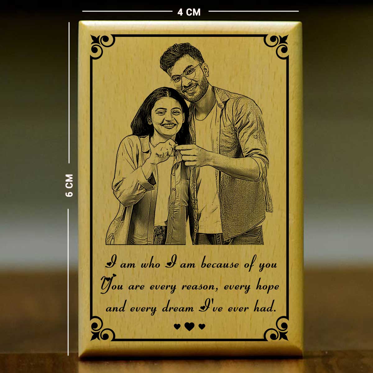 Personalized Quote Printed Engraved Wooden Photo Frame for Couple