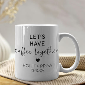 Personalized Set of 2 Let's Have Coffee With Name Coffee Mug Gift For Couple