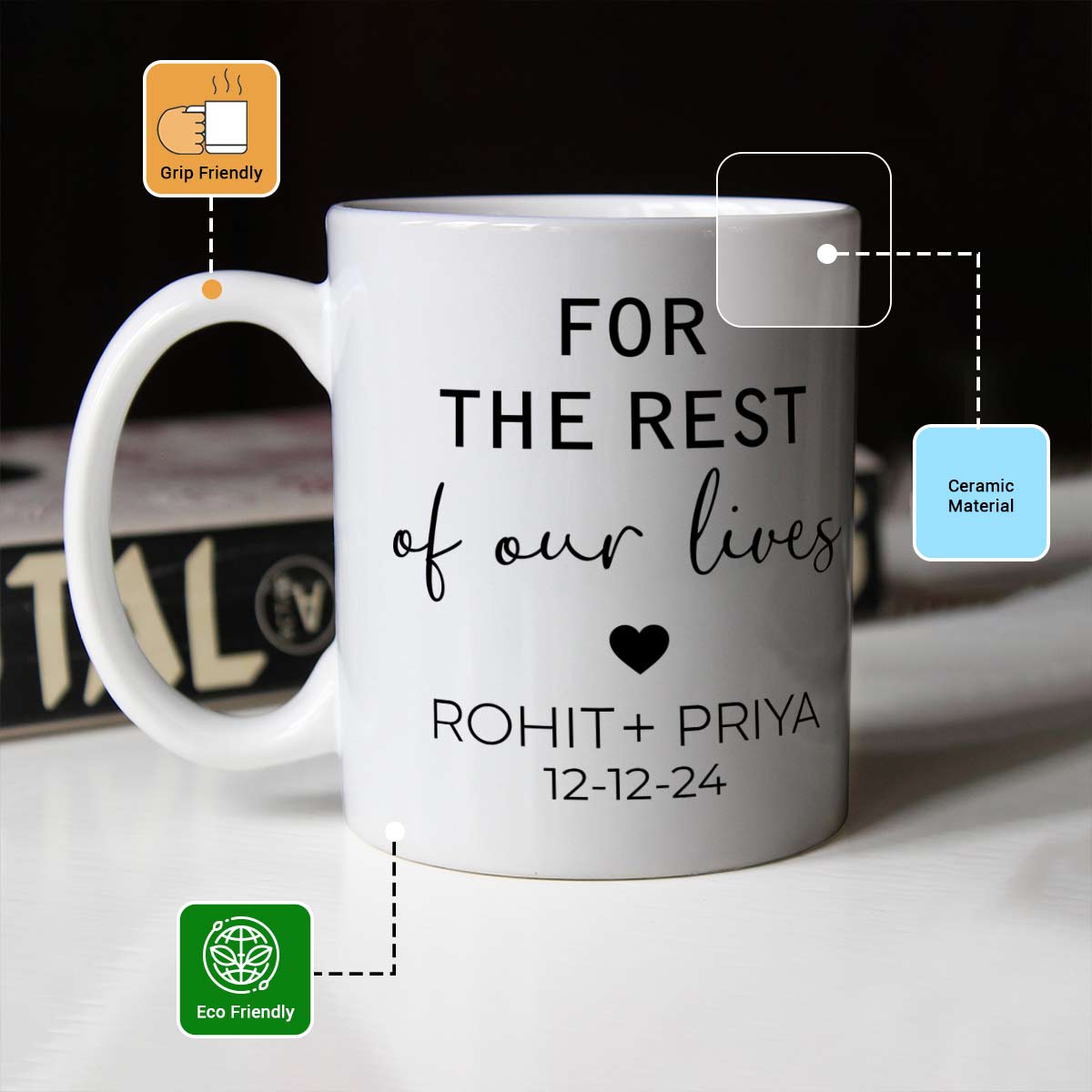 Personalized Set of 2 Let's Have Coffee With Name Coffee Mug Gift For Couple