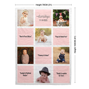 Personalized Baby Photo Pink Blanket For Baby Child