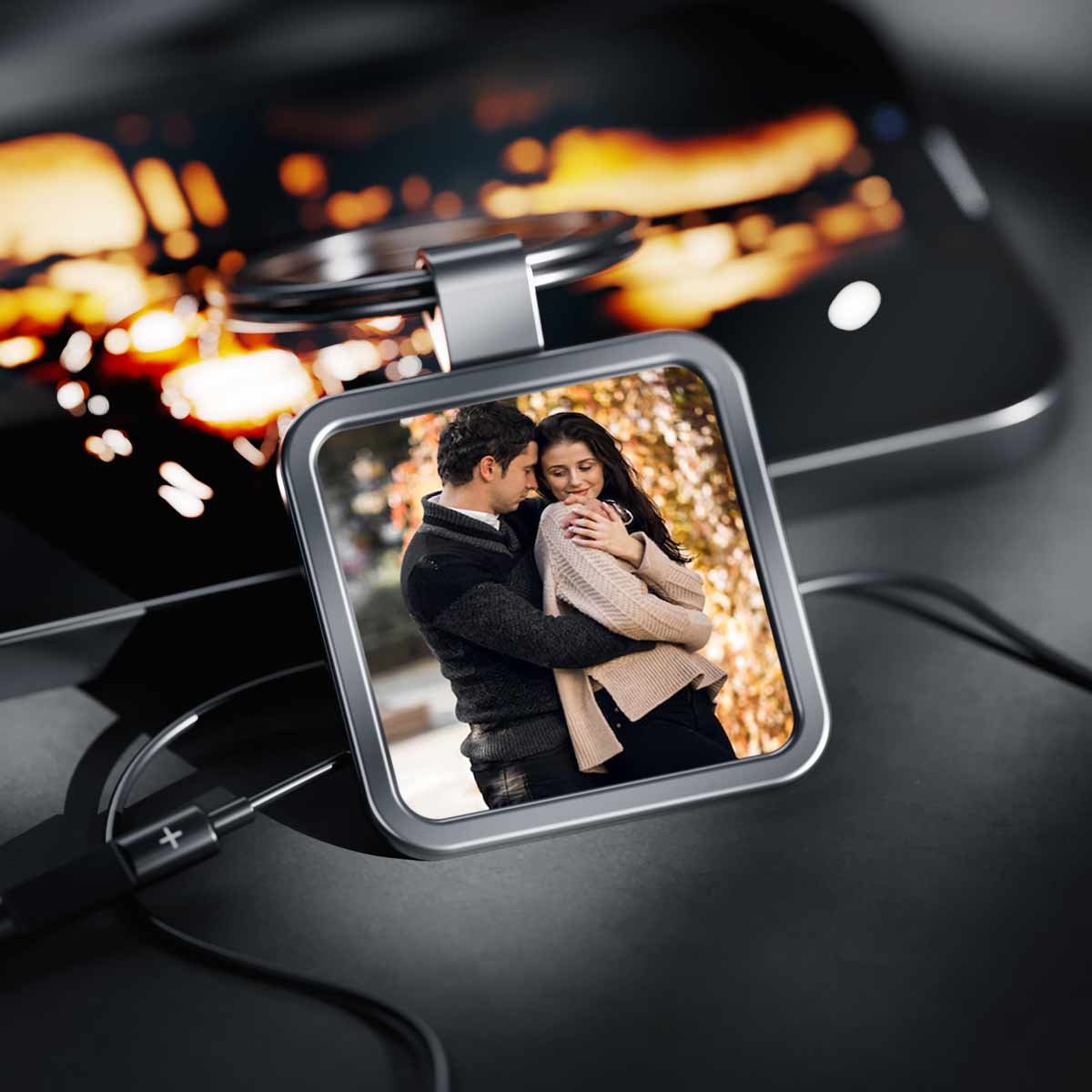 Personalized Photo Metal Keychain Gift For Couple, Friend & Family