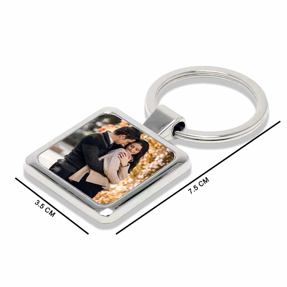 Personalized Photo Metal Keychain Gift For Couple, Friend & Family