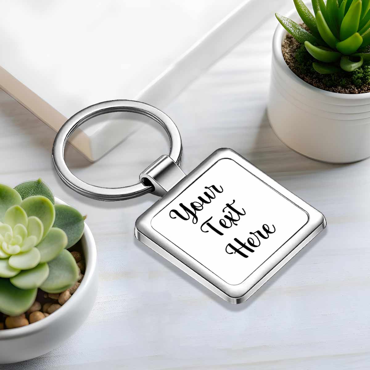 Personalized Text Metal Keychain Gift For Couple, Friend & Family