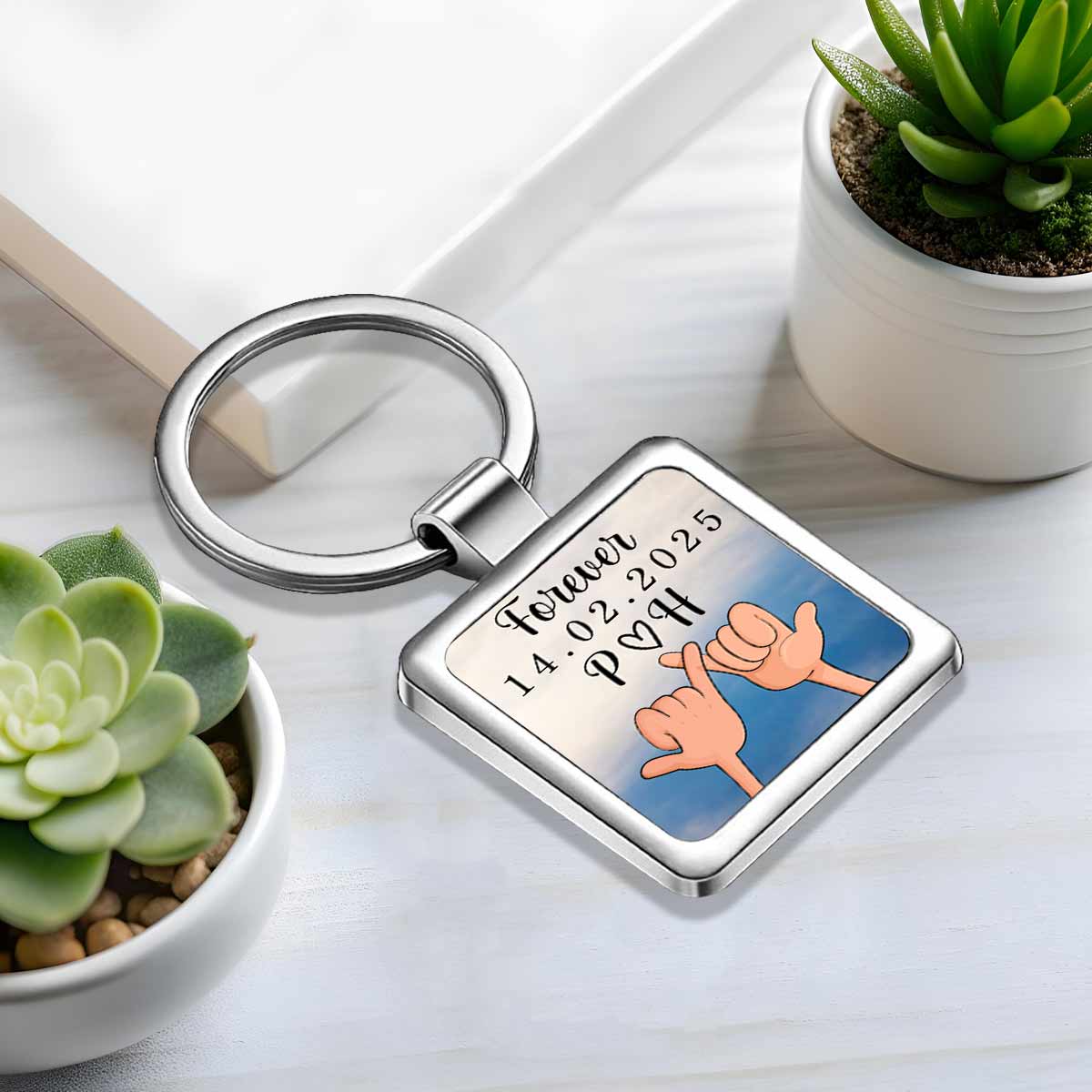 Personalized Forever Metal Keychain Gift For Couple