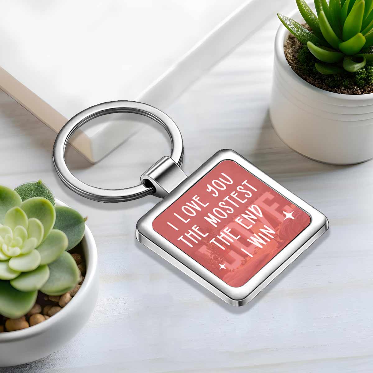 I Love You The Most Metal Keychain Gift For Valentine's Day