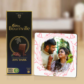 Personalized Mug, Coaster Hamper with Chocolate Gift For Couple, Friend & Family