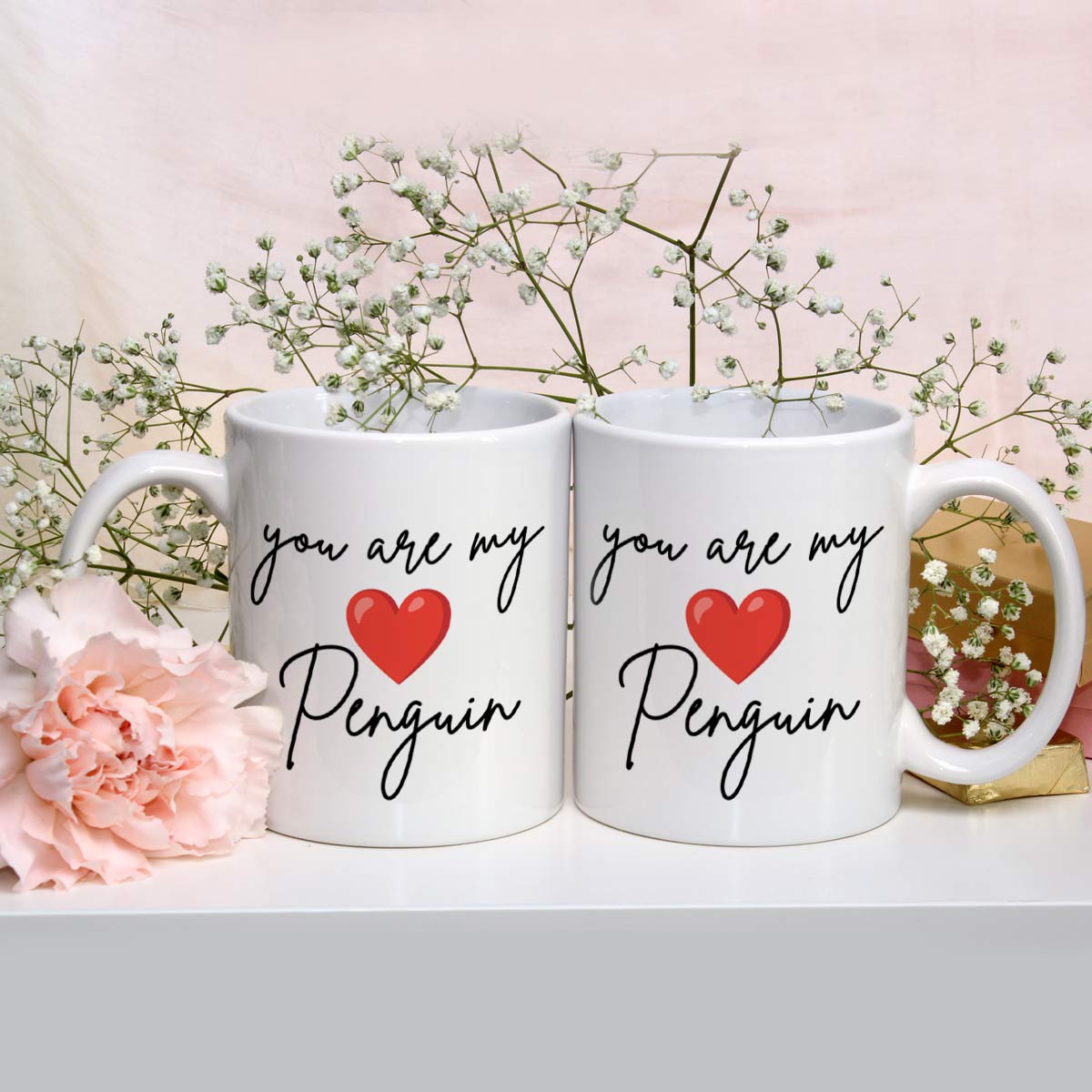 Personalized You Are My Penguin Couple Coffee Mug Set Of 2 For Valentine's Day