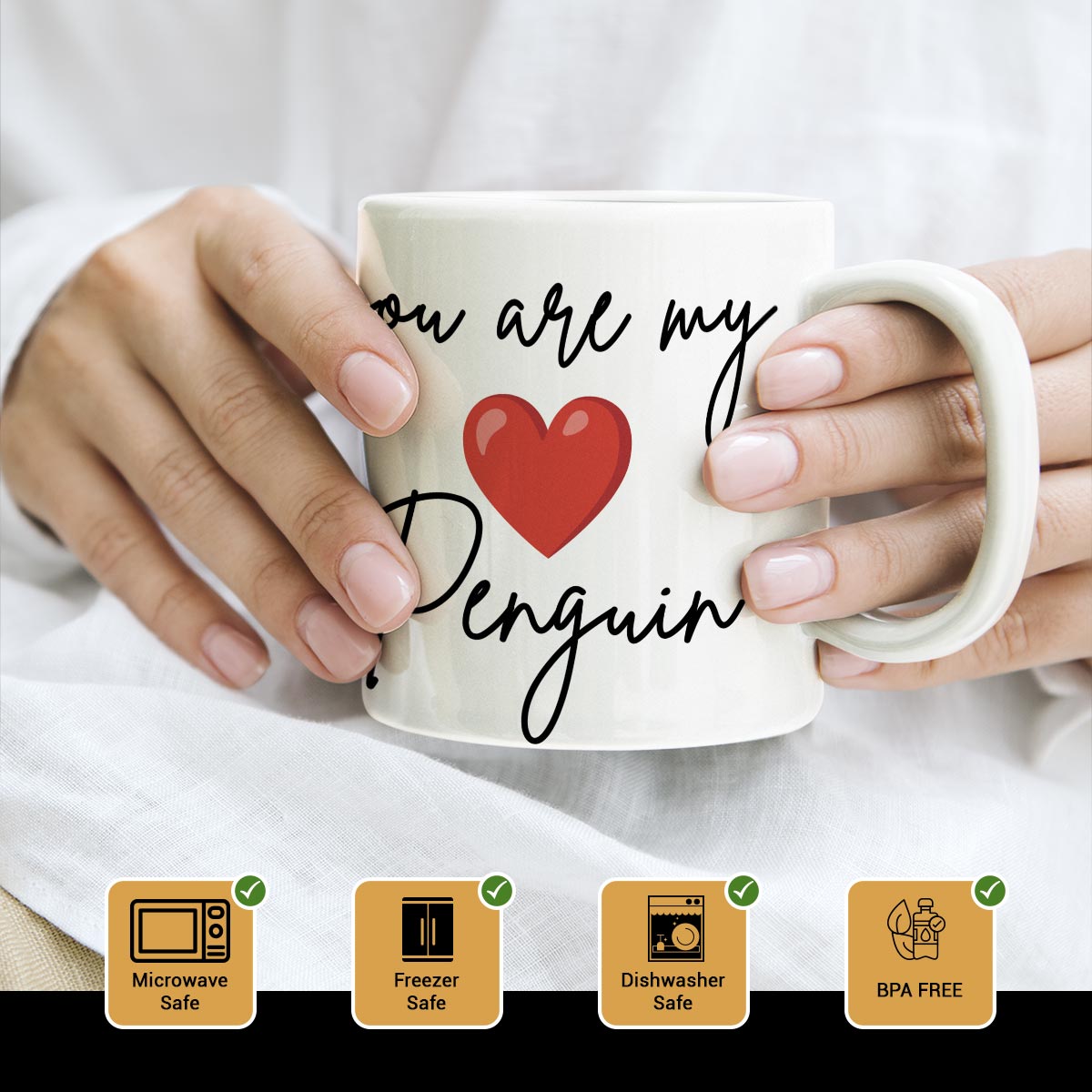 Personalized You Are My Penguin Couple Coffee Mug Set Of 2 For Valentine's Day