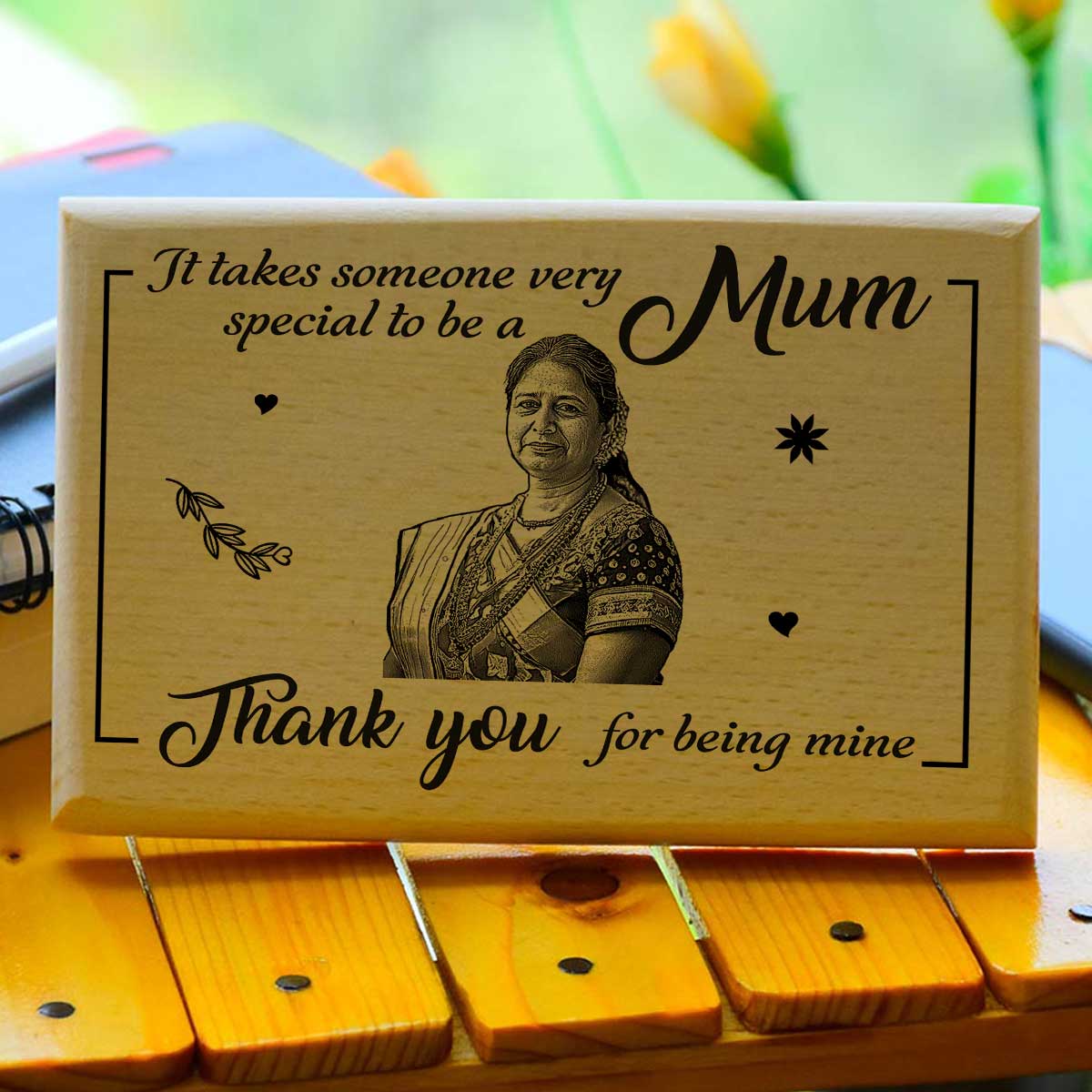 Mum Thank You For Being Mine Wooden Photo Frame For Mother's Day