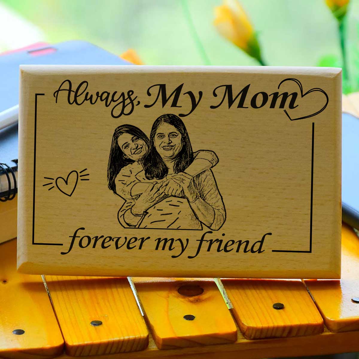 Always My Mom Forever Friend Wooden Photo Frame For Mother's Day