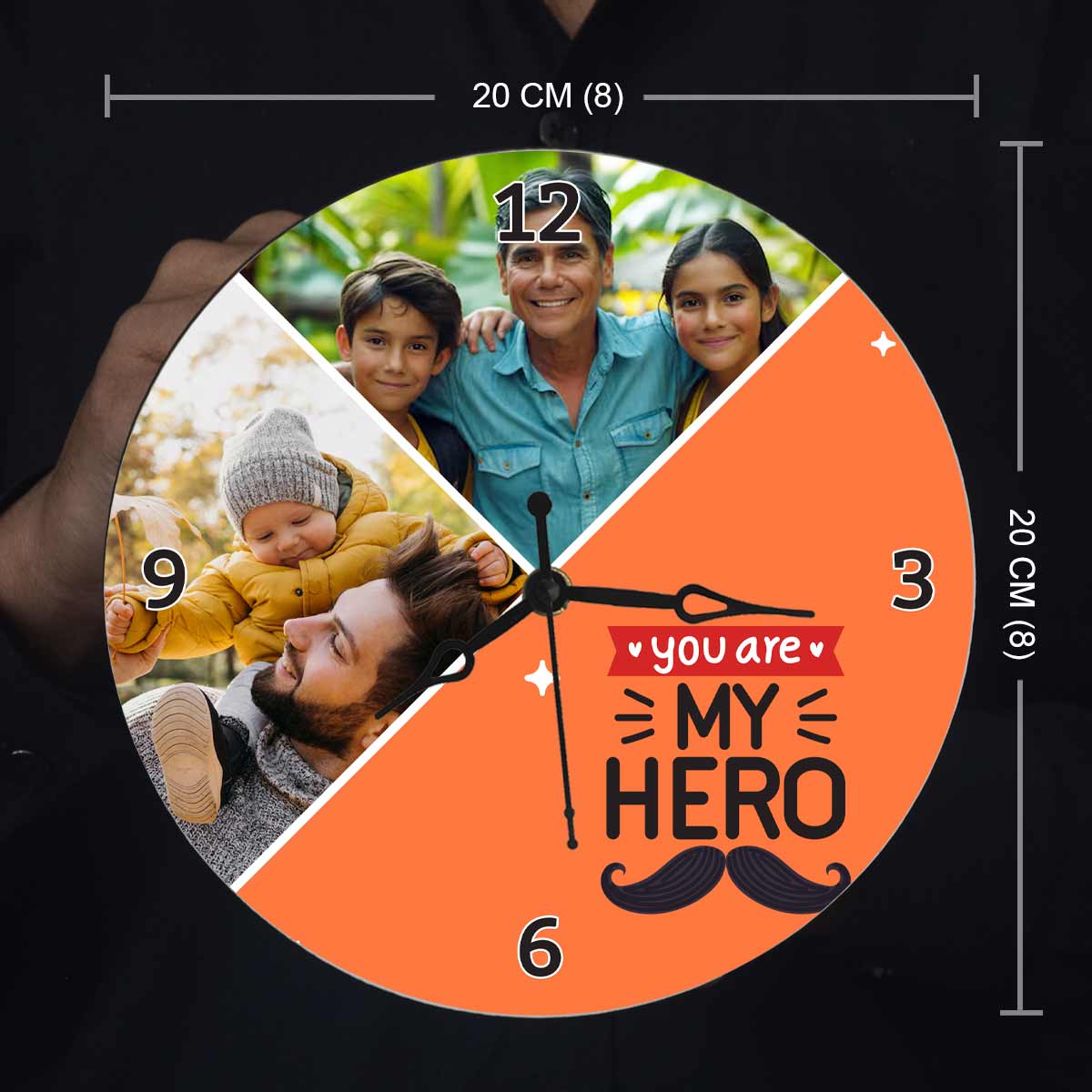 Personalized You Are My Hero Photo Wall Clock Gift For Dad