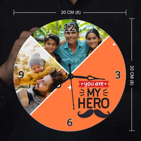 Personalized You Are My Hero Photo Wall Clock Gift For Dad