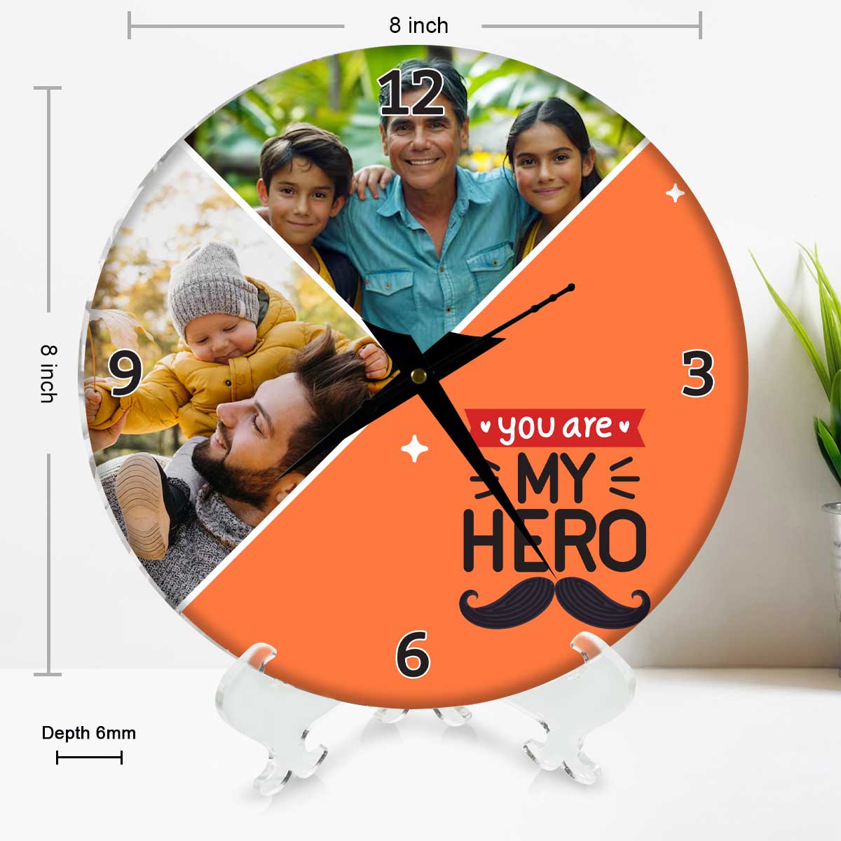 Personalized You Are My Hero Photo Wall Clock Gift For Dad