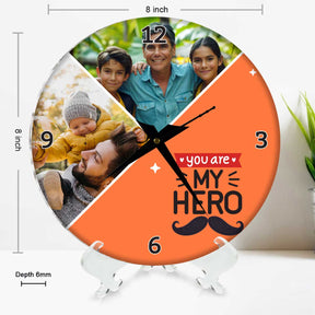 Personalized You Are My Hero Photo Wall Clock Gift For Dad