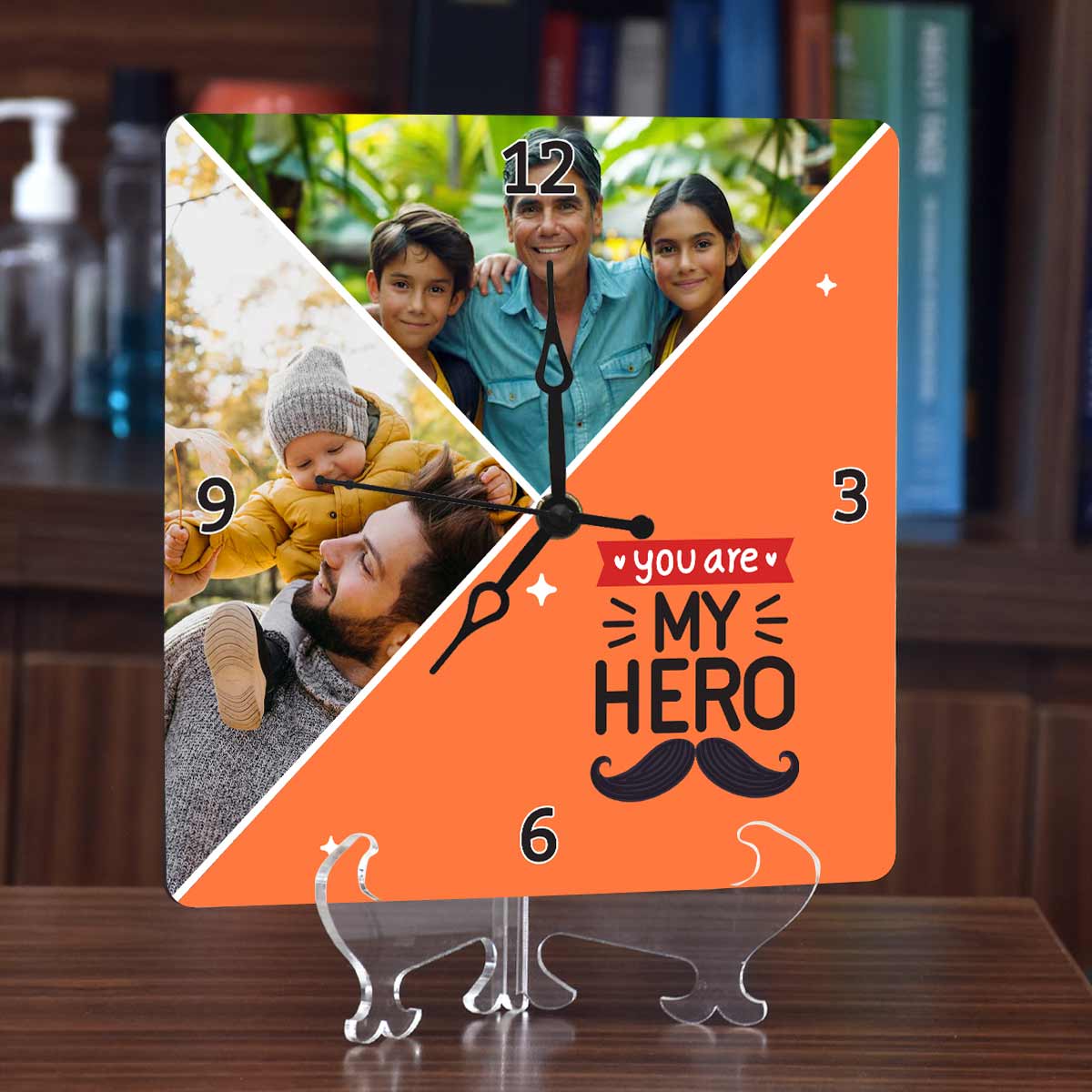Personalized You Are My Hero Photo Wall Clock Gift For Dad