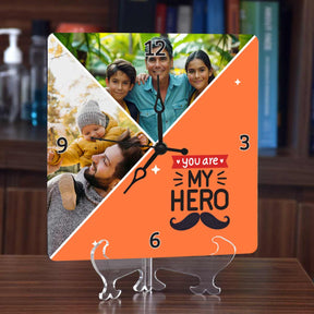 Personalized You Are My Hero Photo Wall Clock Gift For Dad