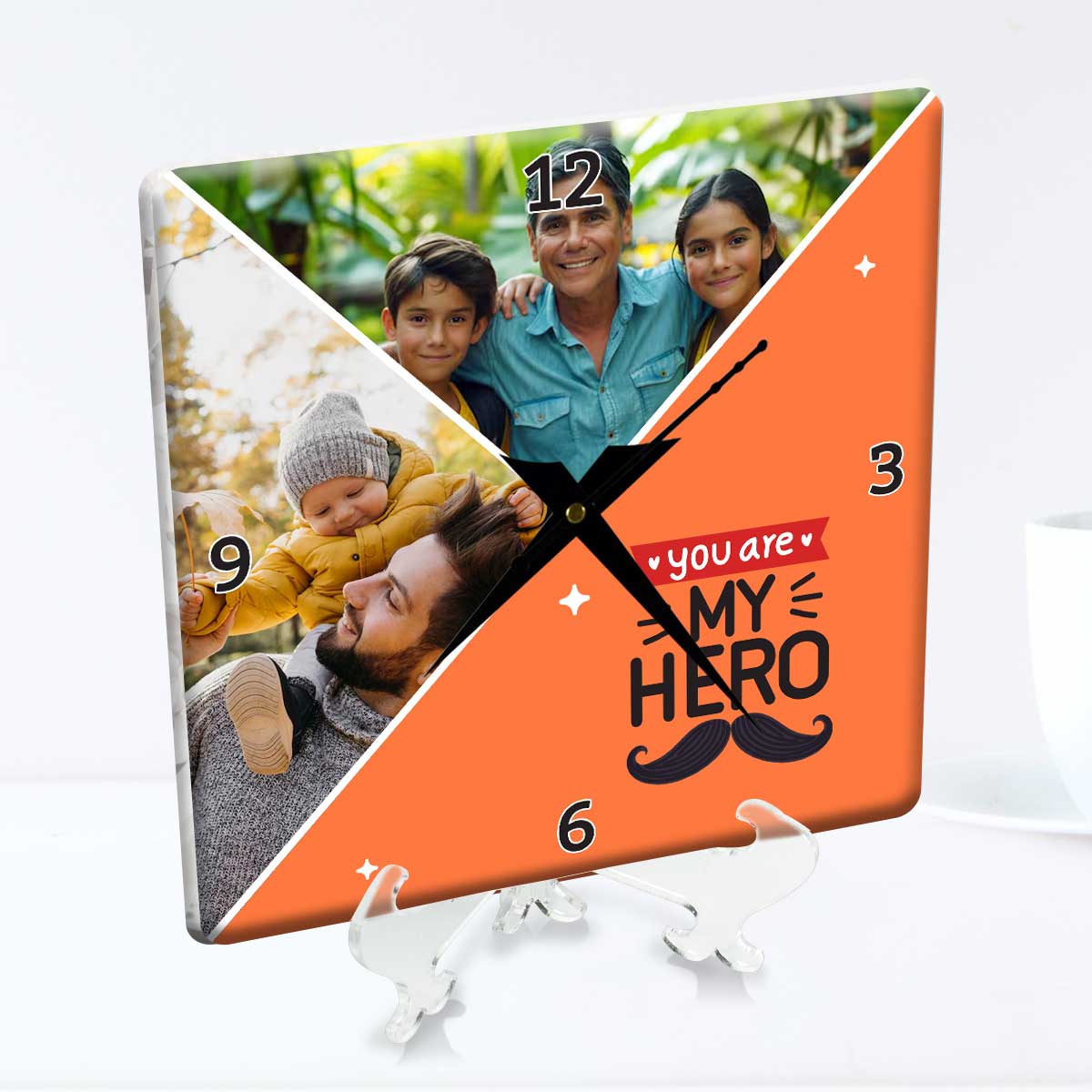 Personalized You Are My Hero Photo Wall Clock Gift For Dad