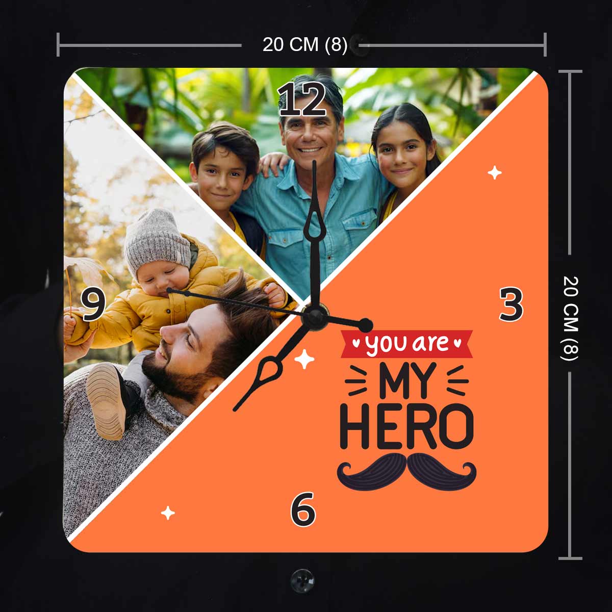 Personalized You Are My Hero Photo Wall Clock Gift For Dad