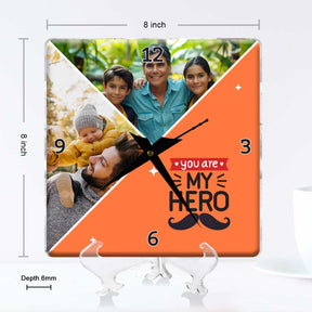 Personalized You Are My Hero Photo Wall Clock Gift For Dad