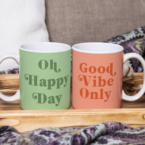 Positive Quote Printed Ceramic Coffee Mugs Gift Set of 4
