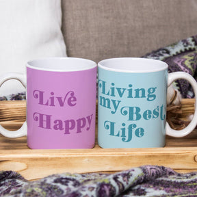 Positive Quote Printed Ceramic Coffee Mugs Gift Set of 4