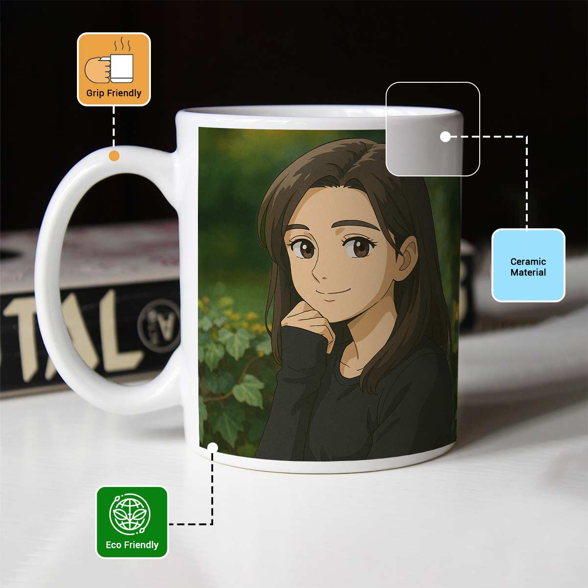 Personalized Anime Ghibli Image Coffee Mug Gift for Girls