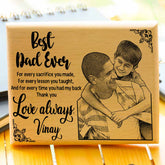 Personalized Best Dad Ever Engraved Wooden Photo Frame Gift for Father