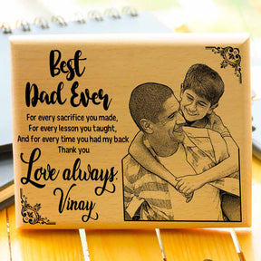 Personalized Best Dad Ever Engraved Wooden Photo Frame Gift for Father