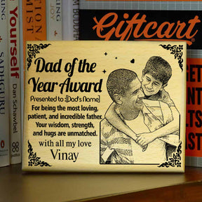 Personalized Dad Of The Year Engraved Wooden Photo Frame Gift for Father